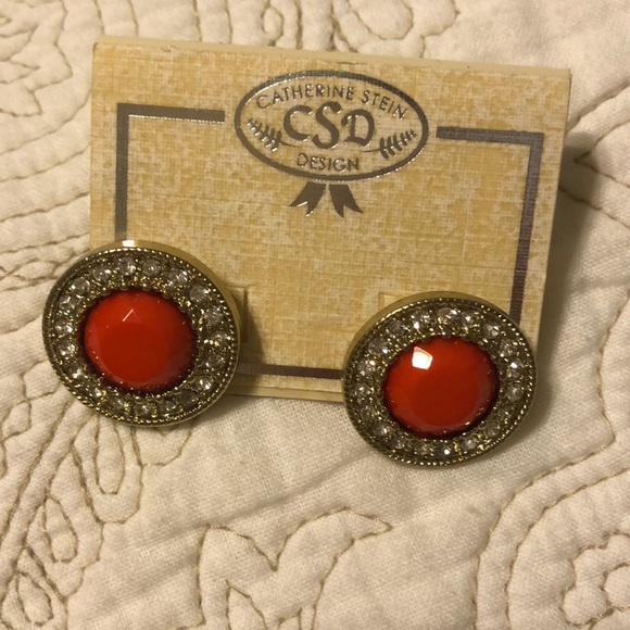 Jewelry - Coral and rhinestone earrings. NWT. Jewelry - Coral and rhinestone earrings. NWT.